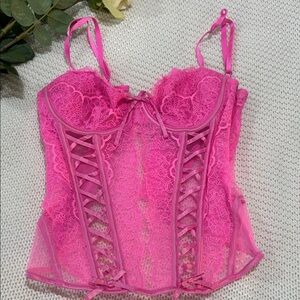 Victoria's Secret Bright Pink Lace Bustier Top